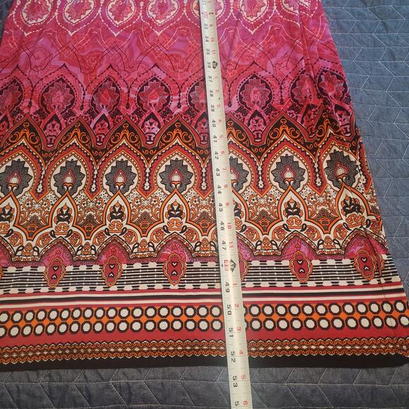 Mlle Gabrielle Size M Smocked Maxi Dress Pink Paisley Surplice Wrap Boho - Picture 9 of 9